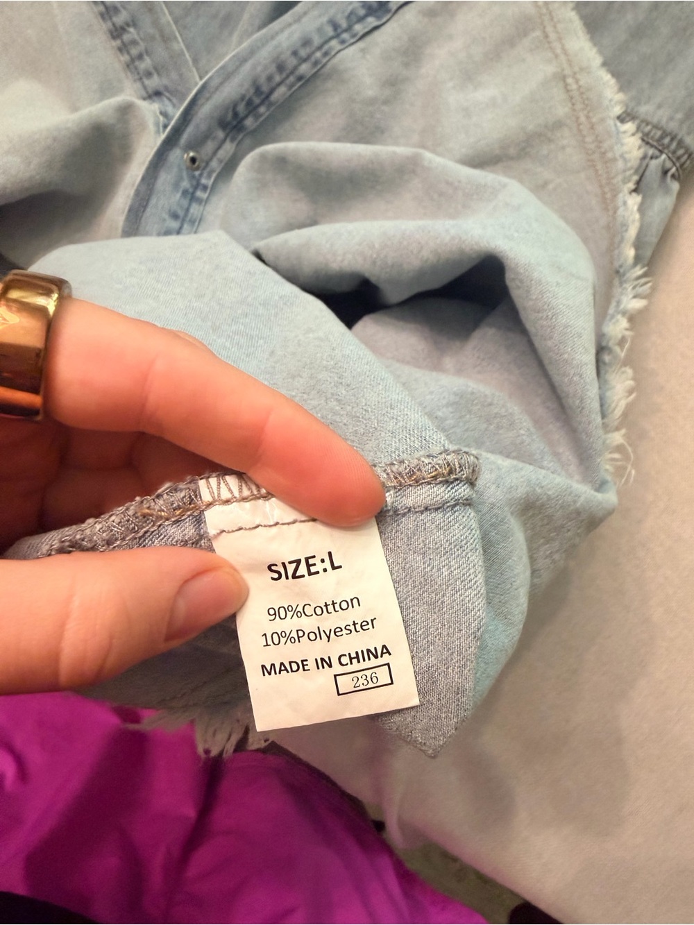 Light Blue Denim Button-Up Tiered Dress - Picture 6 of 6